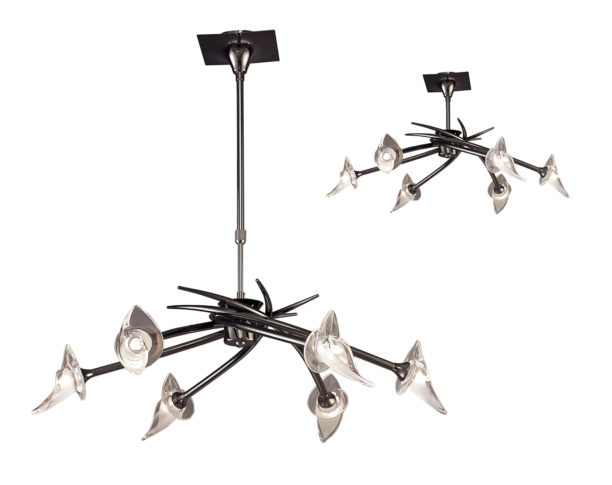 Flavia Black Chrome Ceiling Lights Mantra Multi Arm Fittings